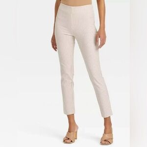 a new day Cream Striped Women's Straight Leg Pants